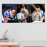 Cuadros Tripticos Futbol Argentina Campeon Mundial 90x40 Cm