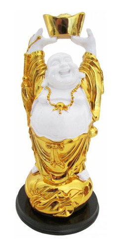 Buda Alegria Dourado Em Pé 18cm