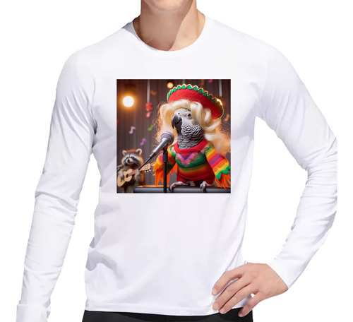 Remera Hombre Ml Loro Cantante Pop Peluca Despeinada