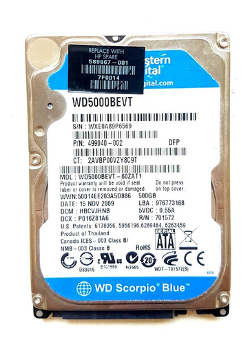 Hd  Notebook 500 Gigas 500gb Wd5000bevt Wd Western Blue 8 Mb