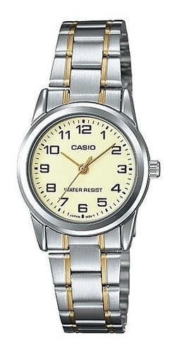 Reloj Casio Ltp-v001sg-9b Combinado Metal Fondo Dorado