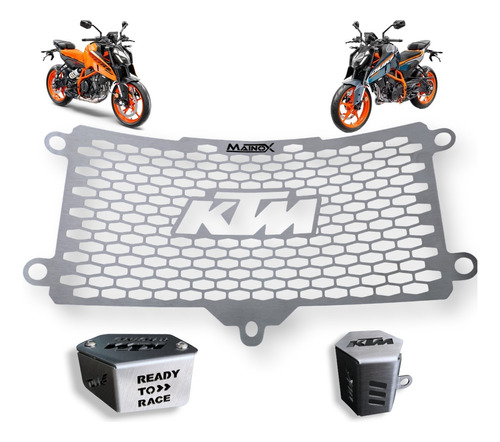 Protector De Radiador Ktm Duke 250 Y 390 2024 Kit 3 Pz Inox