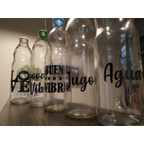 Botellas Decorativas De Vidrio 1lt., Con Frases En Vinilo Y 