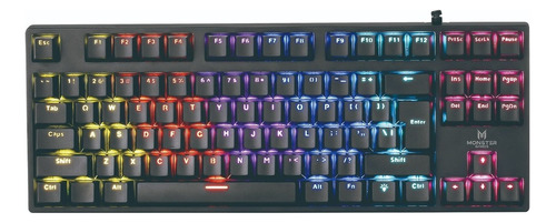 Teclado Gamer Mecanico Tkl Monster Punisher Color Del Teclado Negro Idioma Español Latinoamérica