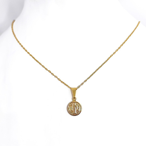 Collar Medalla San Benito Enchapado Oro 18k