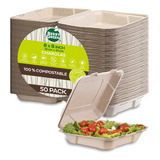 Berry Green Caj8n Contenedores Desechables Biodegradables 20x20cm 50 Unidades