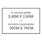 Conjunto Colcha Cama Queen Size 3peças Cobre Leito 2,40x2,60