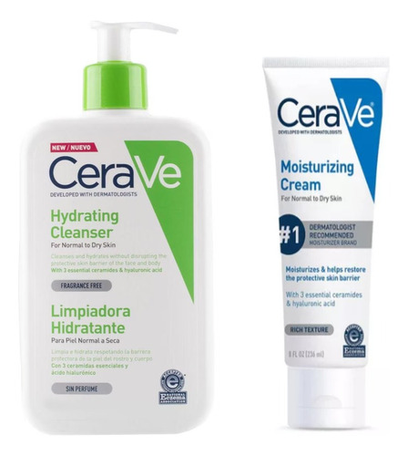 Pack Cerave Crema Moisturizing 236ml Y  Limpiadora 355ml