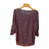 Blusa Importada Zara Animal Print S Roja Con Negro 