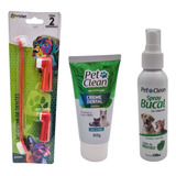 Kit Escova De Dentes, Creme Dental E Spray Bucal (pet Clean)