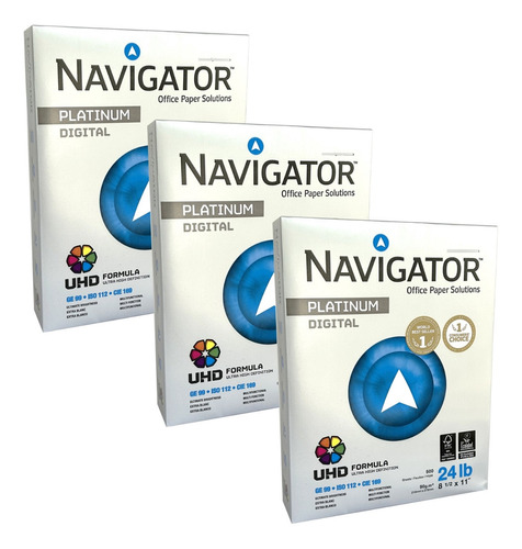 Papel Bond Navigator 90g Carta 3 Paquetes De 500 Hojas