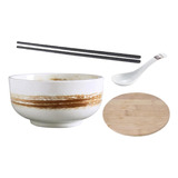 Vajilla Apilable Con Tapa De Madera De Ramen Redonda, Bl [u]