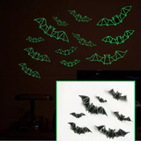 Halloween 12pcs Pegatinas Pared Murcielagos Fluorescente