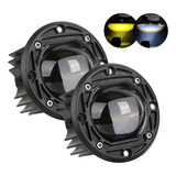 Faros Led Redondos Doble Color Lupa Proyector Para Coche