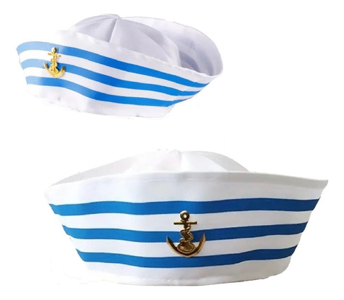 Sombrero Gorro Marinero Marina Rayas Disfraz Cotillon X5