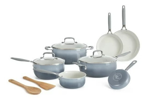 Bateria De Cocina La Mujer Pionera 12 Piezas Gris Elegante