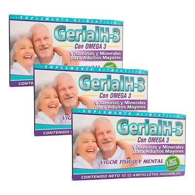 Argum GerialH-3 Multivitamínico Omega-3 Adultos Mayores Sin Sabor 3 Pack | Envío gratis