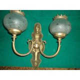 Aplique Antiguo De Bronce Dos Luces Con Tulipas C 83903