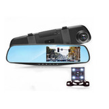 Espejo Retrovisor Dvr Universal 2 Camaras Delantera Reversa