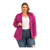 Blazer Feminino Alfaiataria Longo Sobretudo Social Plus Size