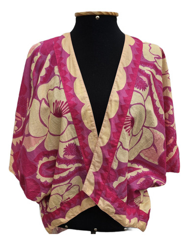 Blusa Kimono Tropical Groove Pink Farm U Nova