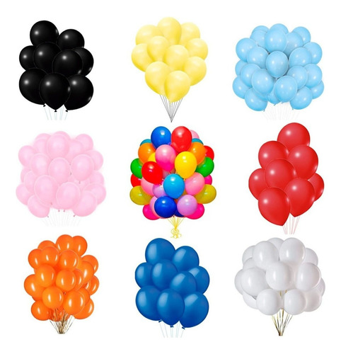 Balão Colorido Tamanho 9 Liso Bexiga Aniversário 50un Festa