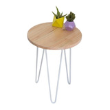 Mesa De Arrime Mesita Madera Laqueada Patas Hierro Hairpin