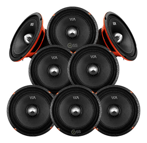 4 Pares Medio Rango War Audio Black Hawk Bh64bm 6.5 250w Rms