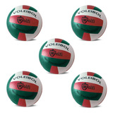 Pelotas De Voley Cuero Sintetico Tricolor Indoor Pack X5