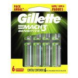 Gillette Mach3 Sensitive Carga Para Aparelho De Barbear C/ 6