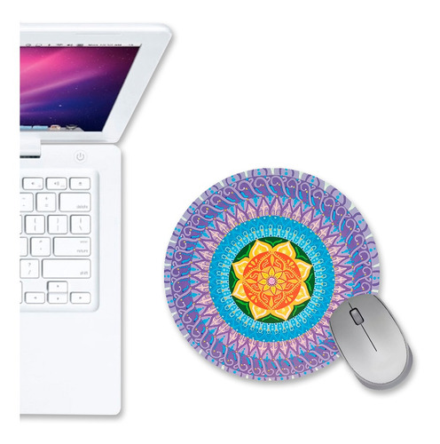 Mouse Pad Redondo Mandala Equilibrio Roxo