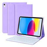 Funda Para iPad De Gen 10 Con Teclado Desmontable Lavanda