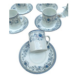 Jogo Café Porcelana Real Floral Azul 14 Peças