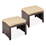 Best Choice Products Juego De 2 Otomanas De Mimbre, Muebles