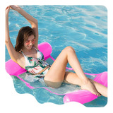 Tumbona Inflable De Red Para Piscina Silla Cama Flotador Color Rosa