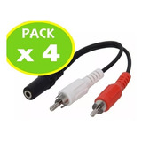 Pack 4 Cable Plug 3.5 Hembra A 2 Rca Macho
