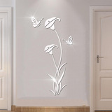 Calcomanias De Pared Espejo 3d Flores Autoadhesivas 95x180cm