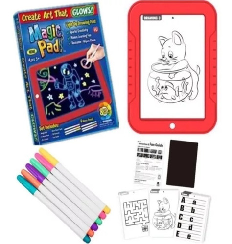 Tableta De Dibujo Con Luz Led Magic Pad Marcadores Gratis