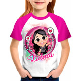 Camiseta Infantil Luluca Panda Menina Mangas Pink Youtuber