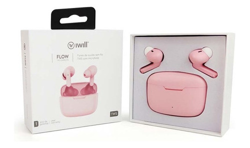 Fone De Ouvido Sem Fio Tws Flow Bluetooth Iwill Rosa