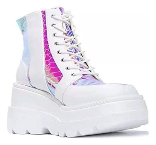 Botas Góticas De Suela Gruesa Colorblock Punk Para Mujer