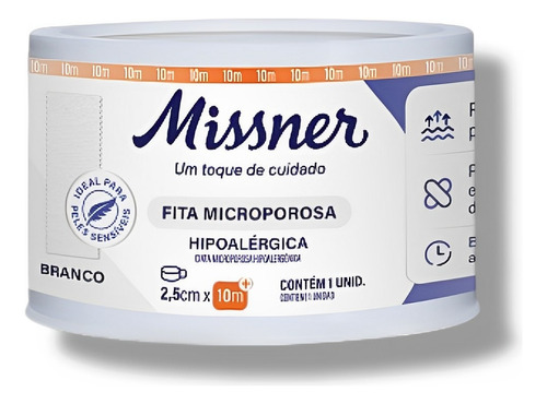 Fita Microporosa Branca - 2,5cm X 10m  Missner 6 Unidades