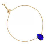 Pulseira Madrinha Gravatinha Pedra Azul Folheado A Ouro 18k