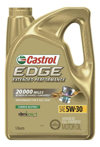 Aceite Castrol Edge 5w30 Extended Sintetico Garrafa 4.73lt