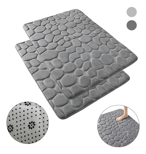 2pzs Tapete Baño Ultra Suave Antideslizante Absorbente Agua