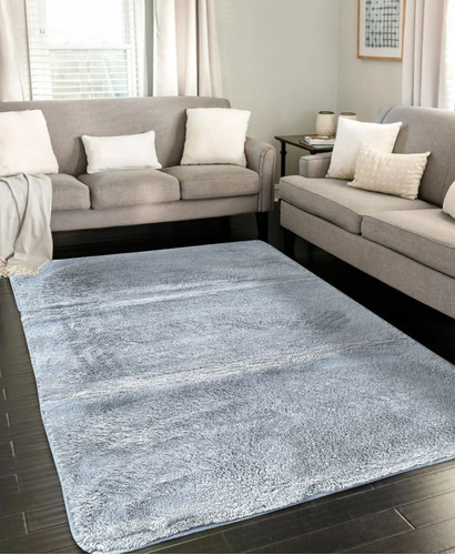 Alfombra Living Shaggy Gris Plata 100x150 Cm Kreatex