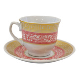 Taza Cafe Te Pocillo C/ Plato X12 Unid Porcelana - Sheshu Color Rosa