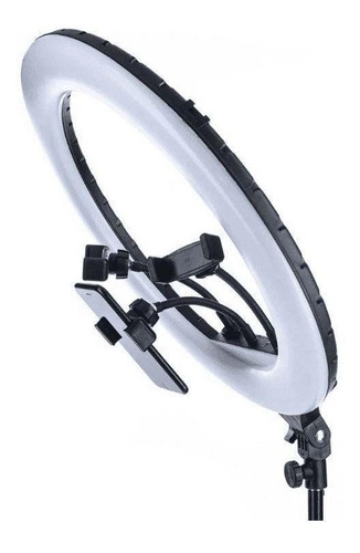 Iluminador Ring Light Make Greika 18 Quente/frio + Tripé Cor Da Estrutura Preto Cor Da Luz Branco-frio E Branco Quente 110v/220v