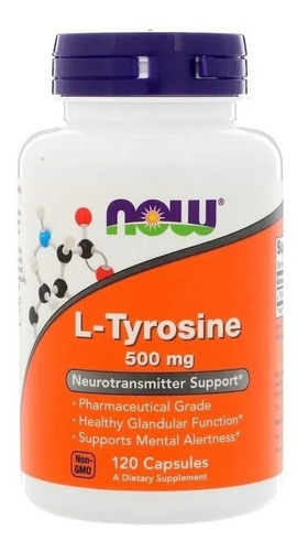 L Tyrosine Tirosina 500 Mg 120 Cápsulas Now Foods - Imp Eua
