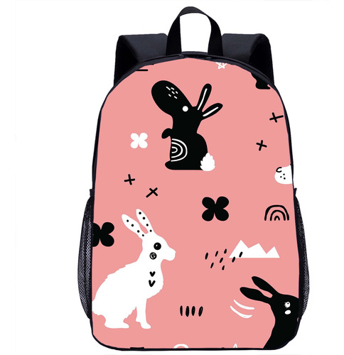 Bolsa Escolar Estampada De Coelho Fofa Para Estudantes Do En